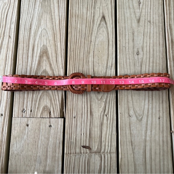 Fossil leather belt 3944231 size M woven brown british tan - Picture 2 of 5